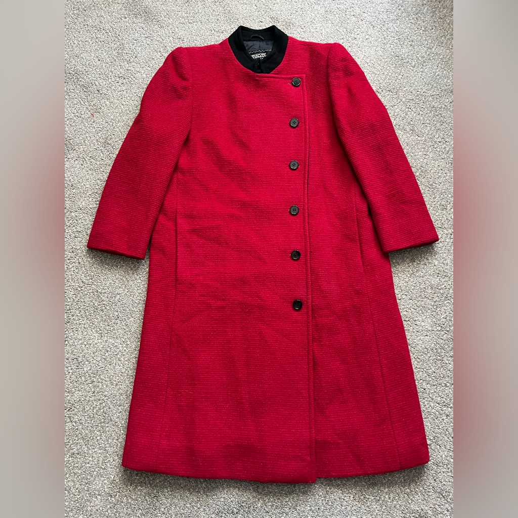 Rare Vintage Givenchy Red Made In Switzerland Wool Coat No Size